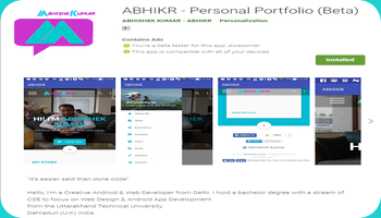 ABHIKR - Personal Portfolio, ABHIKR PlayStore